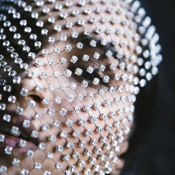 Mesh Rhinestone Face Jewelry Mask Wedding Party Veil Women Full Crystal Shield - Picture 4 of 8